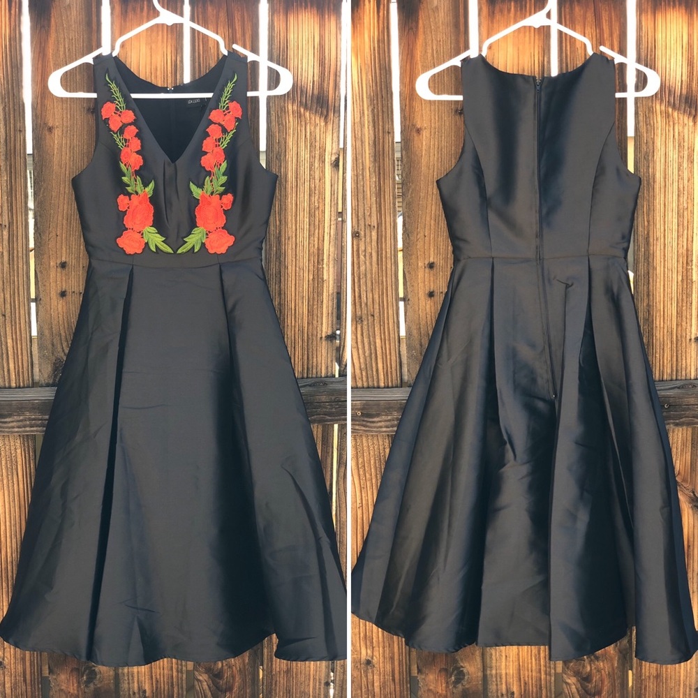 {ModCloth} Stunning Black & Red Rose Swing Dress